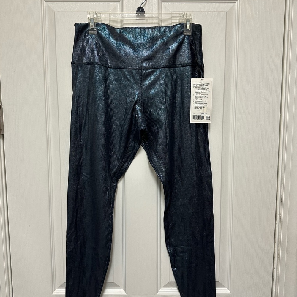 Lululemon Metallic Blue Ribed Leggings